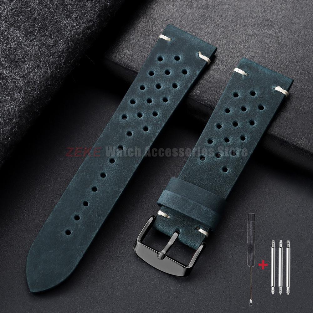 Watchband 18mm 19mm 20mm 21mm 22mm 24mm Handmade Stitching Cowhide Strap for Omega Men Perforated Breathable Wristband for Seiko