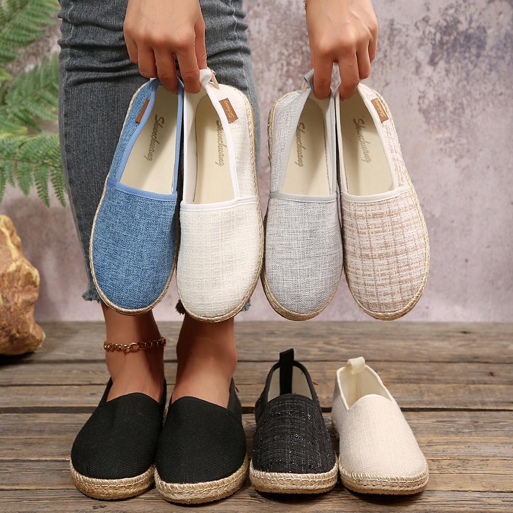 Spring And Autumn Large Size Flat Women's Shoes Simple, Comfortable And Casual Hemp Rope Soled Fishermen's Shoes