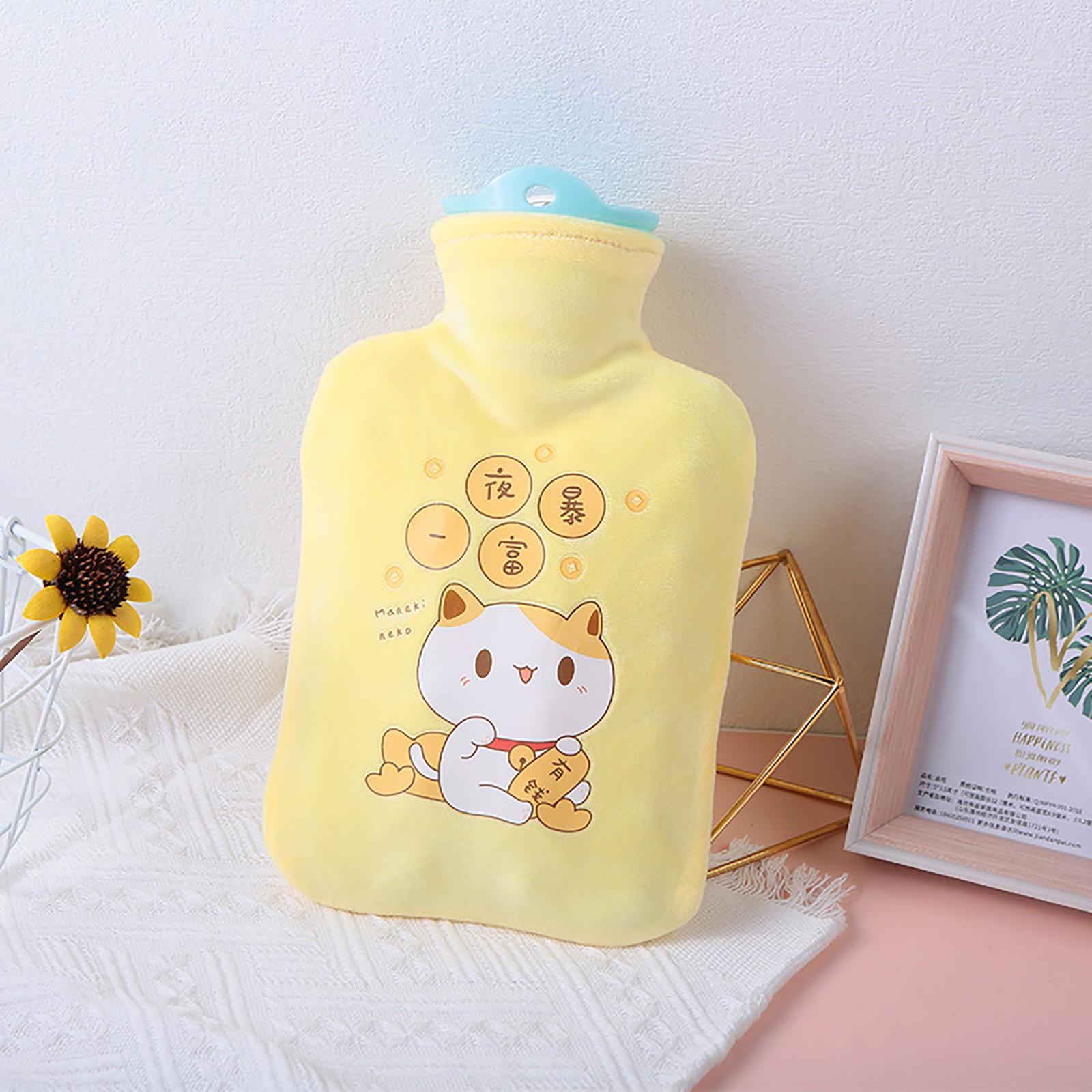

Бутылка для воды с милым флисовым чехлом 500 мл/1 л Водяная грелка для горячего и холодного компресса, грелка для рук и ног, для облегчения боли в шее и плечах One Size золотой