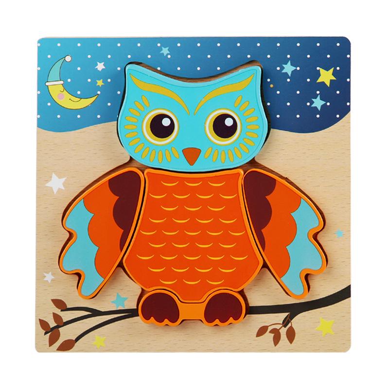 Children's 3D Wooden Animal Puzzle Board - Educational Toy for Early Learning