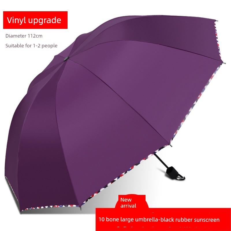 Large Umbrella for Men, Reinforced and Thickened, Sturdy and Wind-Resistant, Dual-Purpose for Sun and Rain, Manual Folding, Black Coating for Sun