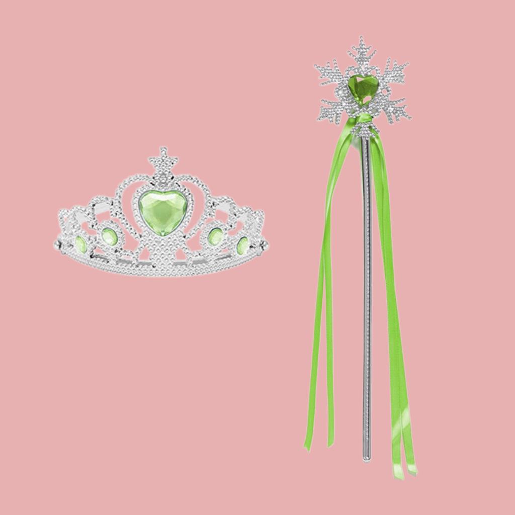 Conjunto de Coroa e Varinha de Princesa Floco de Neve para Festas de Meninas