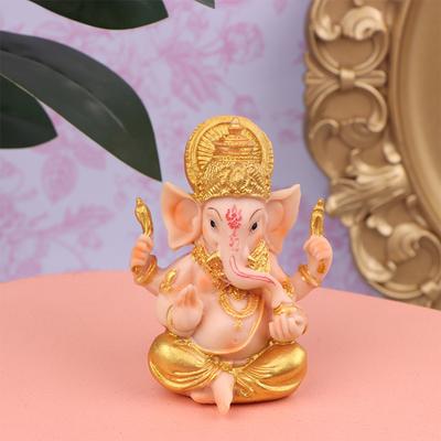 Bar Counter Cashier Desktop Diy Decoration Gold Lord Ganesha Buddha Statue Elephant God Sculptures Ganesh Figurines