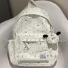 Koreanischer Rucksack mit Polka-Dot-Schleife für Damen, 2025 neu, vielseitiger Rucksack mit großem Fassungsvermögen, Schulrucksack für Studenten und Pendler