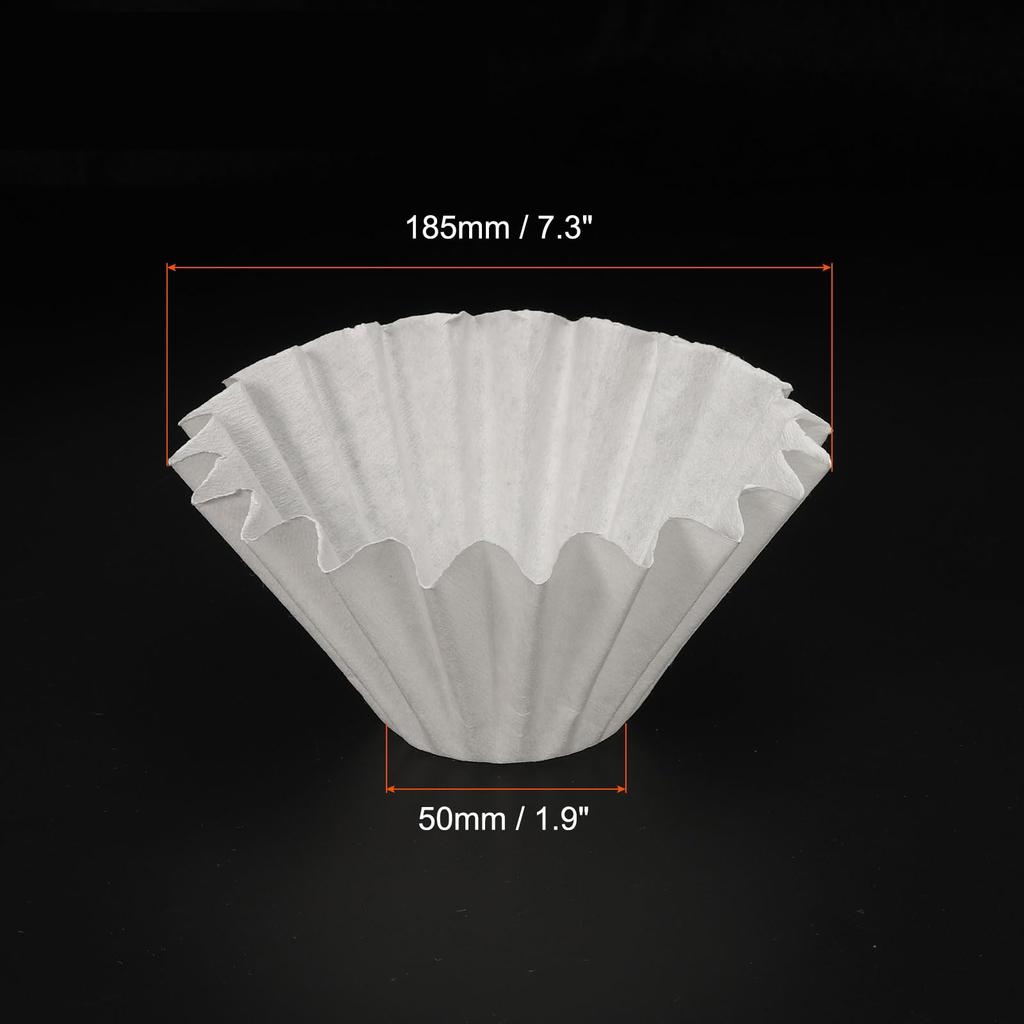 uxcell 2-4 Cup Basket-Shaped Coffee Filters, White, 50185mm, for Drip Coffee Makers, Cafes, Offices, and Home Use, Pack of 200