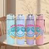 1PC School's Out For Summer Badge 750ml Color Plastic Sports Water Bottle Leakproof Flip Straw Lid Suitable for Sports Office Home Use