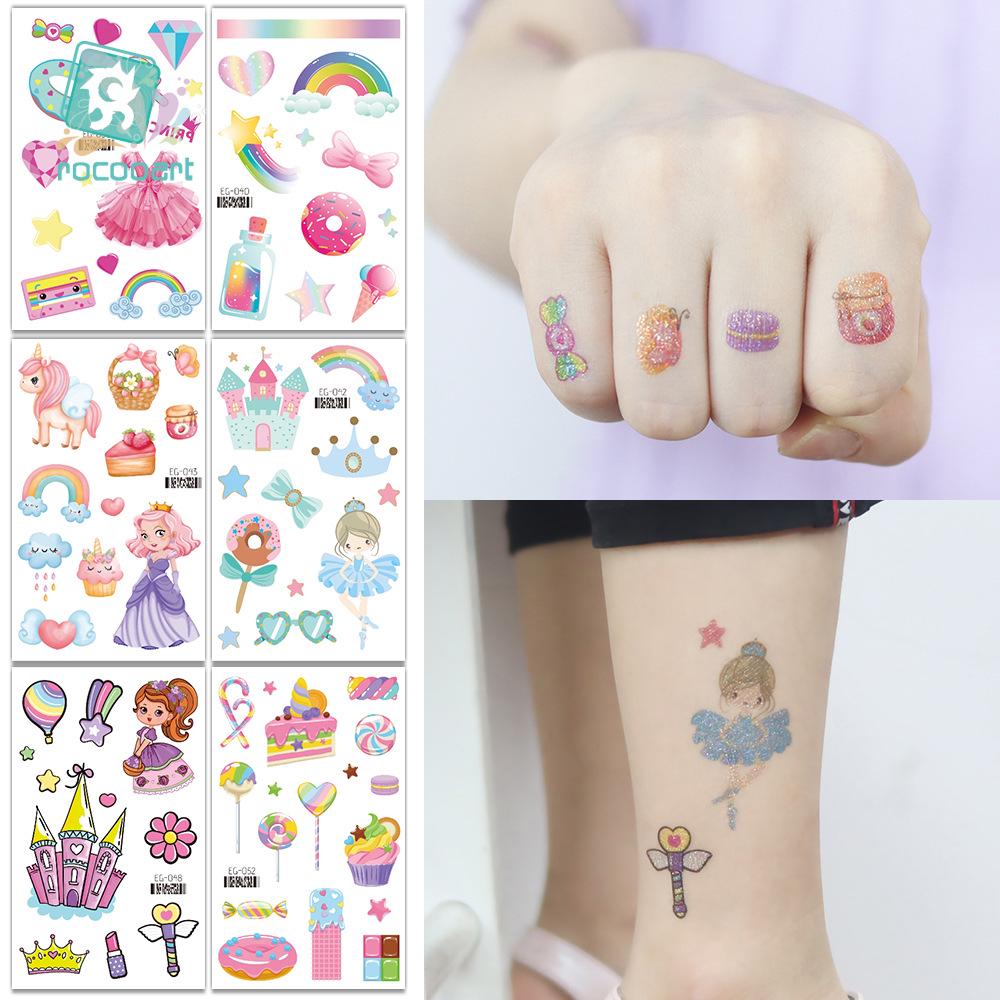 Glitter Princess Tattoo Stickers for Kids – Perfect for Party Desserts