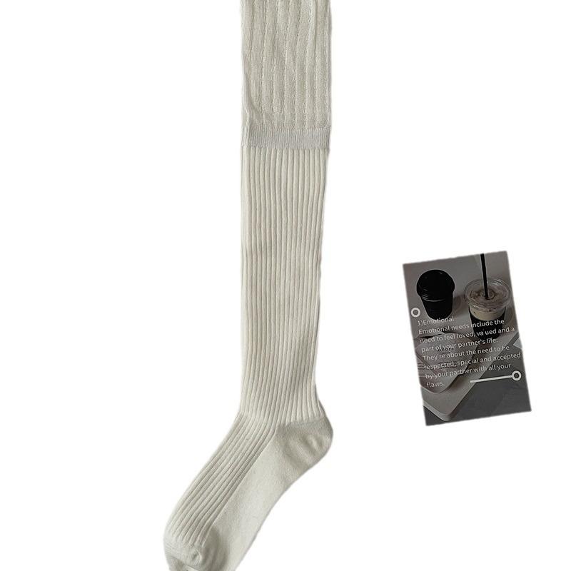 Spring And Autumn Knee Socks Stacking Socks Women'S White High Tube Socks Korean Version Hollow Gray Stockings With Boots Thigh Socks