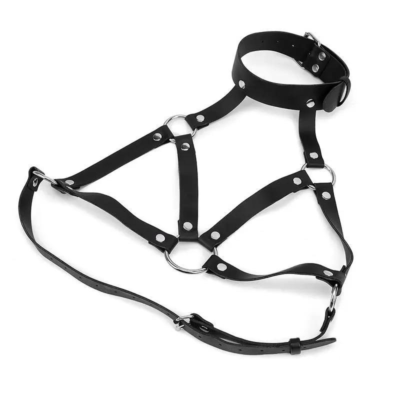 Women's Sexy Leather Body Harness –  Bondage Lingerie with Chest Straps & Gothic Fetish Appeal