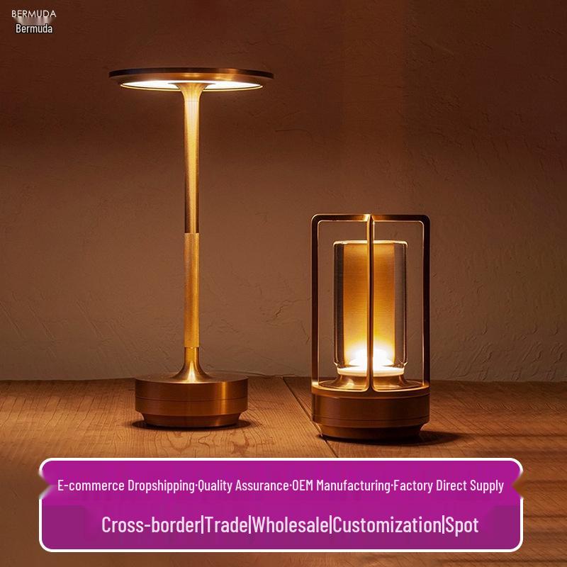 

Japanese I-Shaped LED Table Lamp: Touch-Activated, USB Charging, Metal Design for Restaurant or Bar Décor Saucer Black