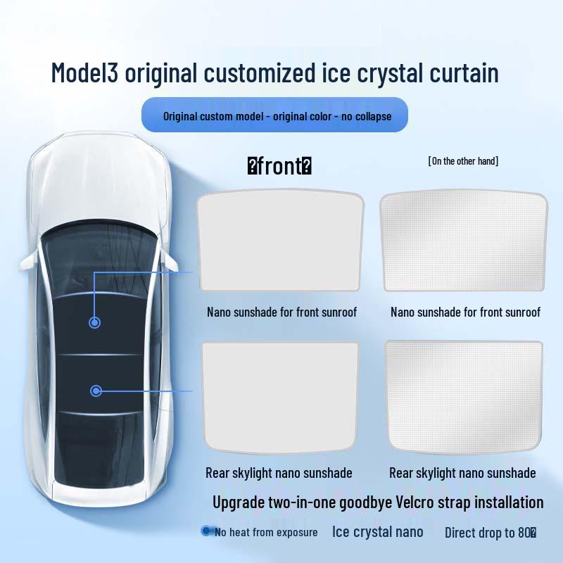 Tenda parasole e rete isolante termica per tetto apribile Tesla Model Y/3