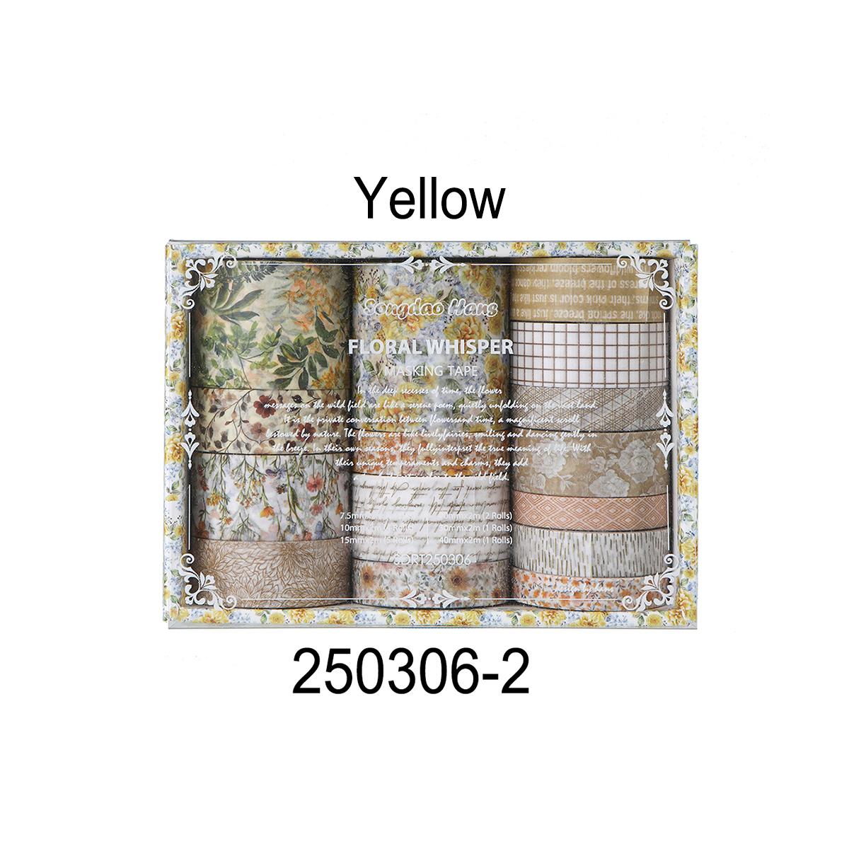 

15 Rolls/box Plant Floral Washi Tape Set for DIY Decoration Notebooks Stationery жёлтый