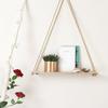 2pcs Wooden Wall Storage Rack Sling Rope Hanging Plant Flower Pot Shelves Home Decorations
