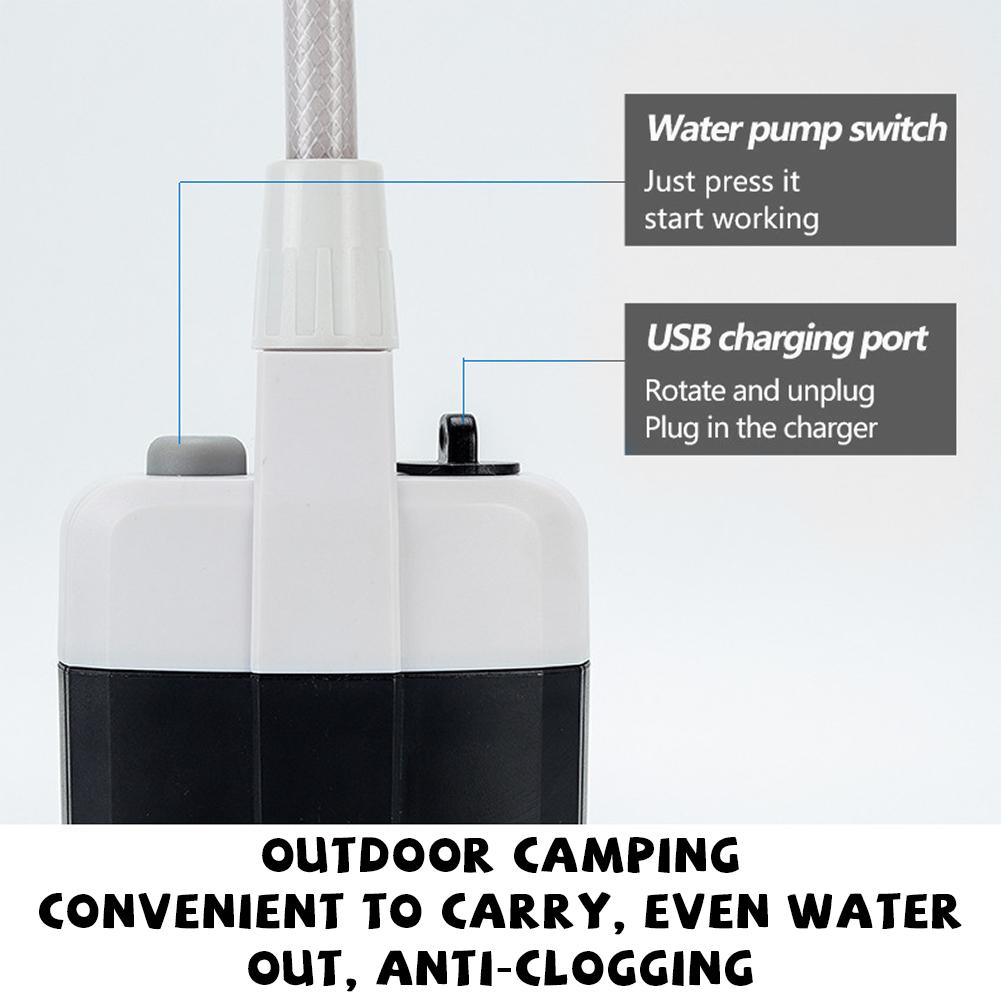 Outdoor Camp Shower Kit USB Rechargeable Electric Shower Portable Lightweight Design For Camping Travel Pet Car Washing Use
