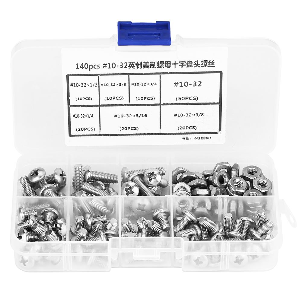 

140pcs #1032 304 Stainless Steel PH Pan Head Screws Kit Assortment Set