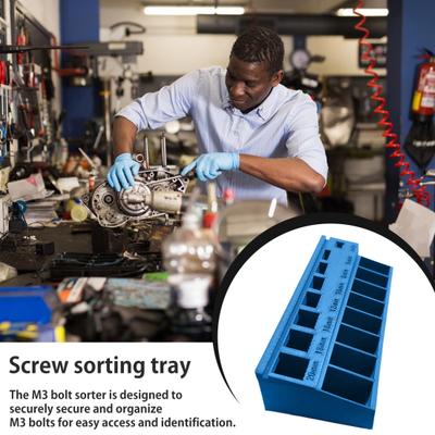 M3 Bolt Sorter Tray with 7 Measuring Slots Precision M3 Screw Bolt Length Sorting Box Heavy Duty Small Parts Screws Hardware Organizer