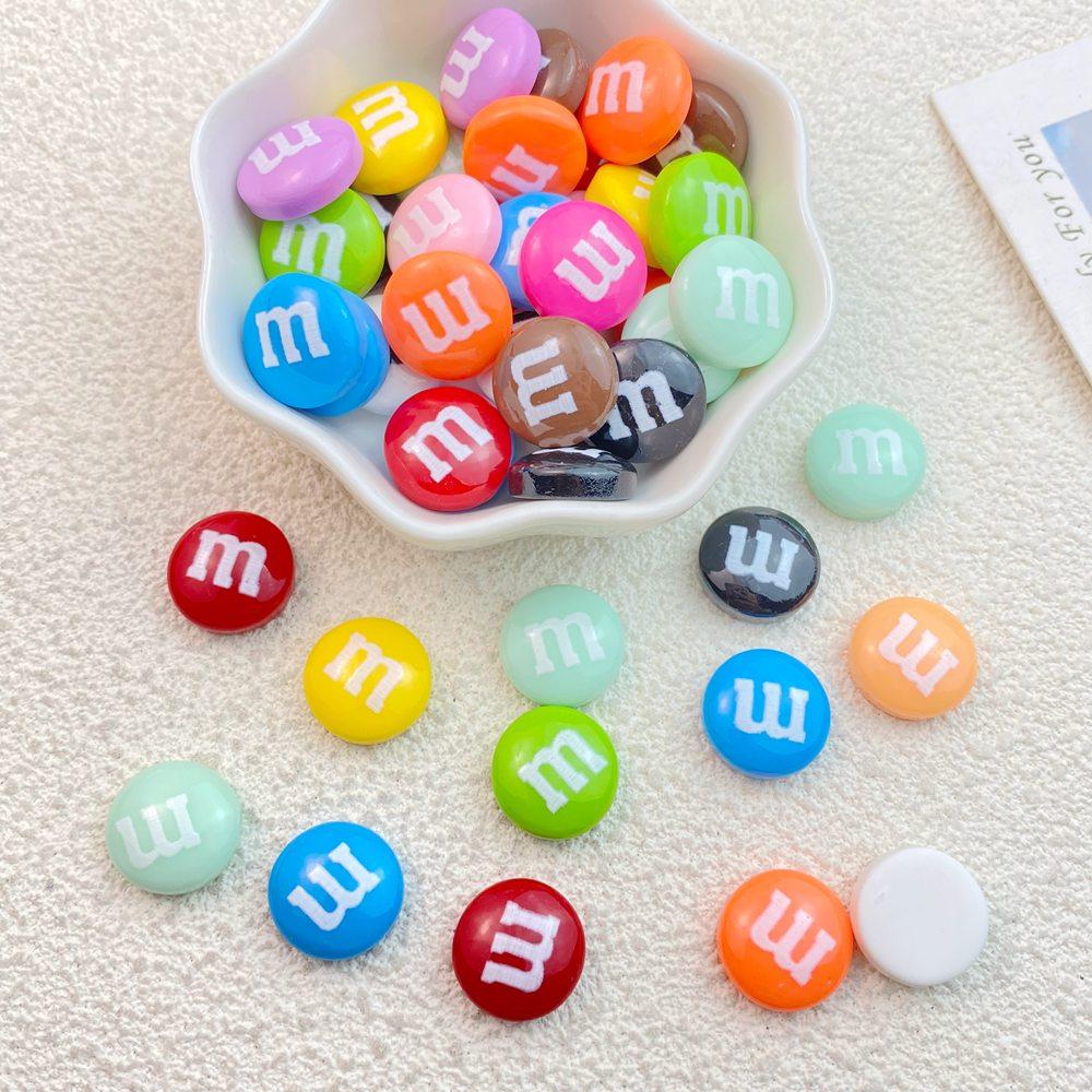 20Pcs New Cute Resin Cartoon Circular Letter M Flat Back Home Decor Ornament Jewelry Making   Accessories