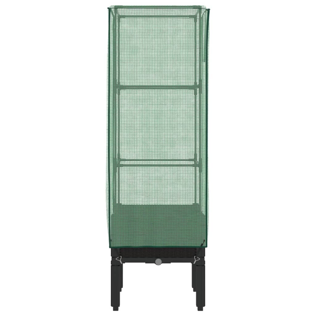 Vidaxl Raised Planter with Greenhouse, Rattan Look, 40X40X140 Cm
