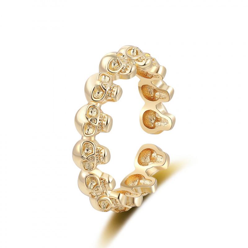 Women s Trendy Punk Style Distressed Retro Skull Ring in Imitation Thai Silver Adjustable