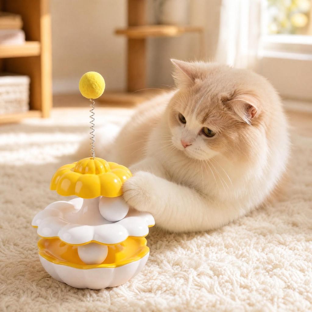 Interactive Cat Toy Flower-Shaped Tumbler Enrichment