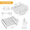 ABWR-2PCS Air Fryer Rack, Air Fryer Double Layer Rack, Multi-Purpose Air Fryer Parts Grilling Rack With 5 Skewers