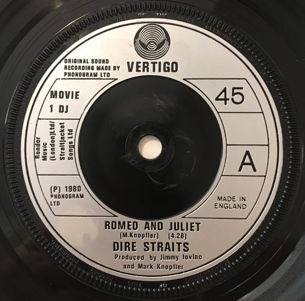 

7inch Record DIRE STRAITS Romeo And Juliet MOVIE1DJ Vertigo 1980 UK Rock Used