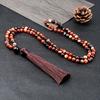 Handcrafted Bohemian Mala Chakra Beads Necklace with Tassel Stretchable Sweater Chain in Vibrant Colors for Meditation, Yoga - Jewelry