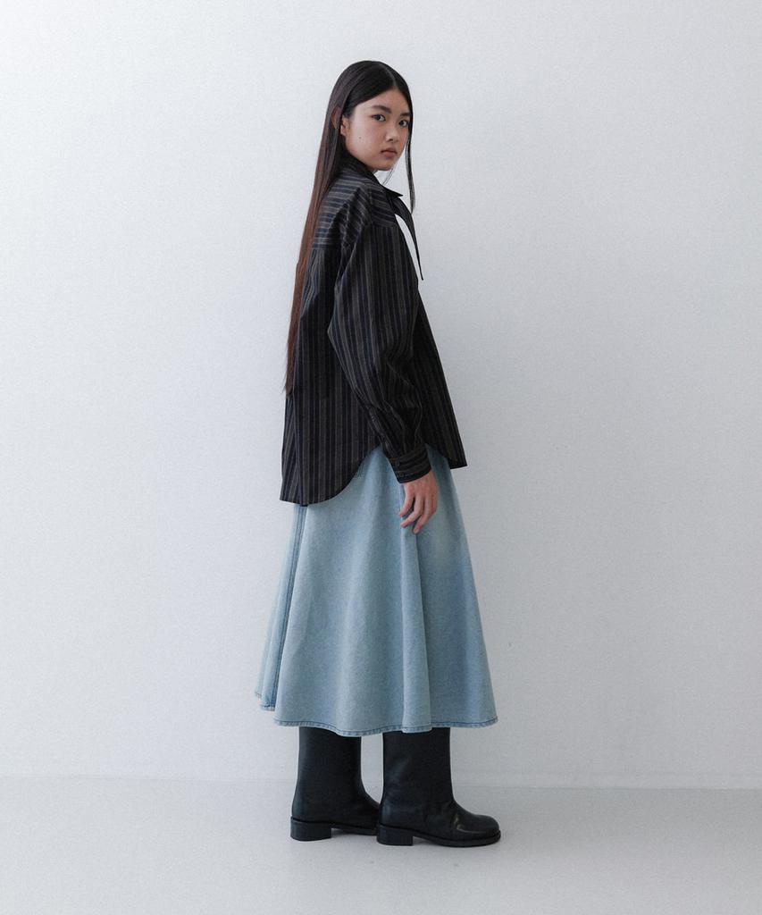 Epinggeulleo Denim Flare Skirt - Tin Blue