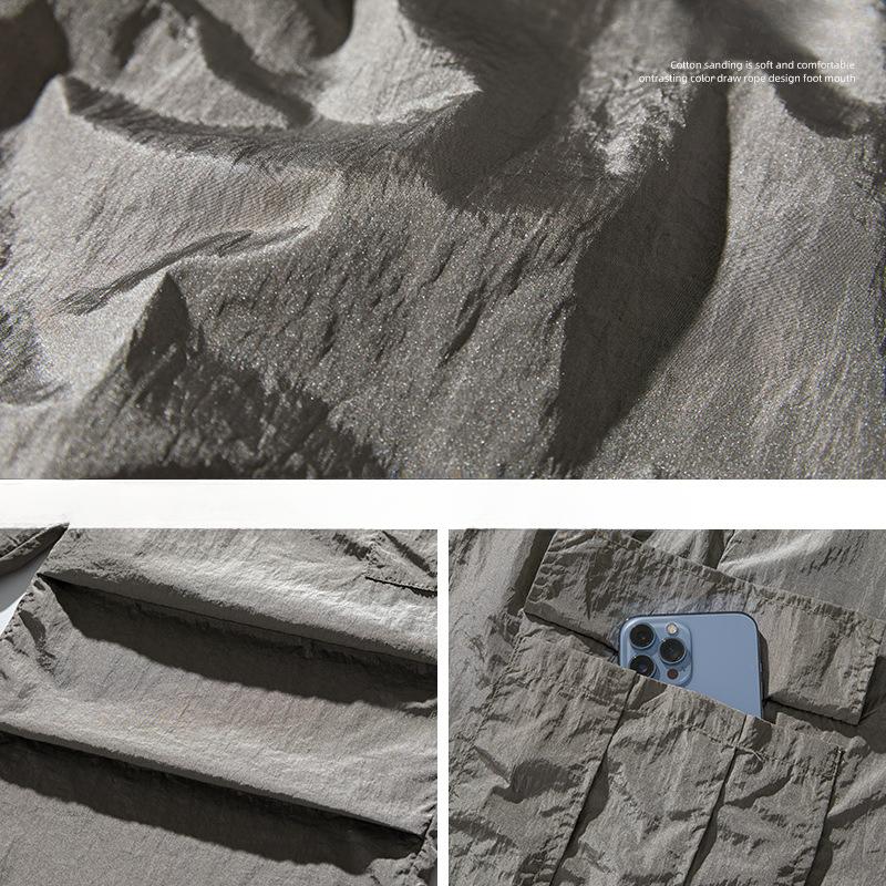 Pantaloni da Lavoro da Uomo Primavera Autunno Pantaloni Lunghi Paracadutista Leggermente Stropicciati Larghi Casual Pantaloni con Coulisse