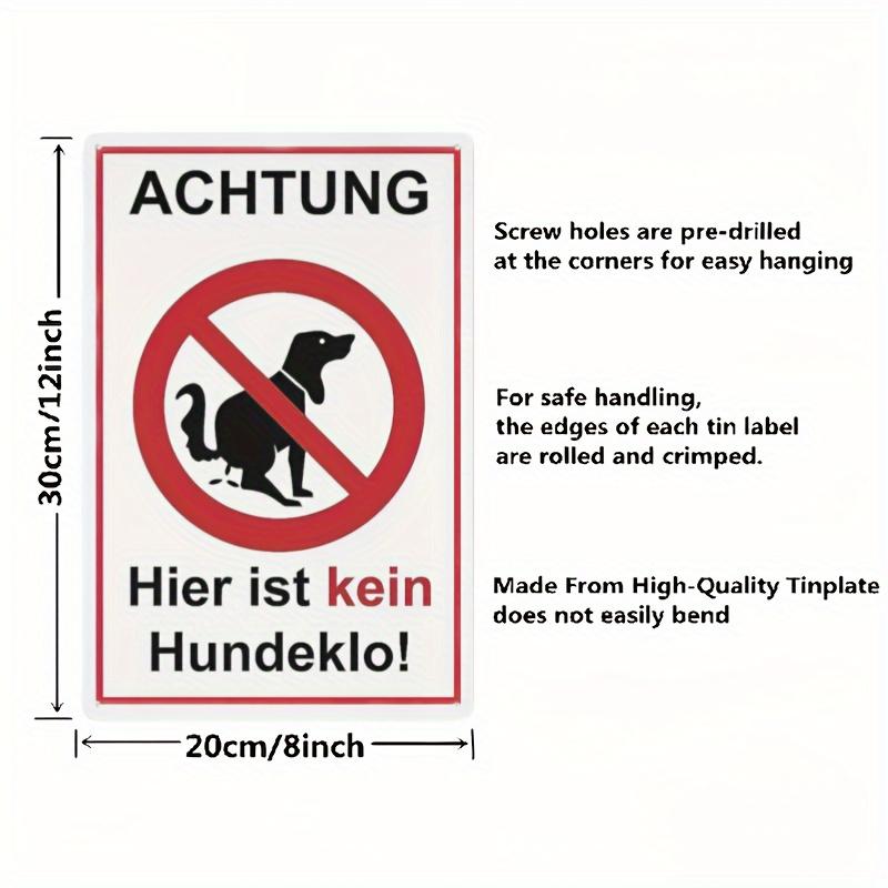 Vintage Iron No Dogs Allowed Sign  German Text  x Inch Outdoor Wall Decor for Bathroom Garden YardDurable Retro Plaque 20x30cm（7.8x11.8inch）