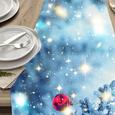 Christmas Printed Linen Table Runners Christmas Ball Decorative Table Runners  Year 'S Dinner Home Antifouling Accessories