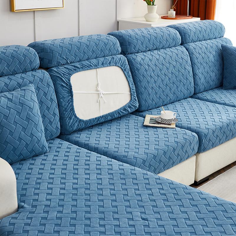 Square Jacquard Cushion Cover For Living Room Solid Stretchy Sofa Cover Velvet Couch Cover Sofa Protector Seat Cover