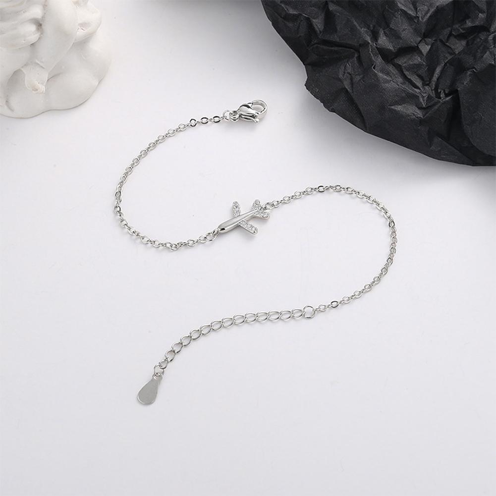 Simple Shiny Aircraft Bracelet Versatile Fashionable Silvery Alloy Bracelet Women Hand Jewelry Accessory