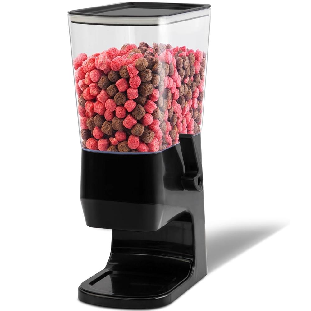 ABBP-Cereal Dispenser Single 3.2L Countertop Black, Cereal Containers Storage Dispenser For Pantry, Dry Food Cereal Dispenser
