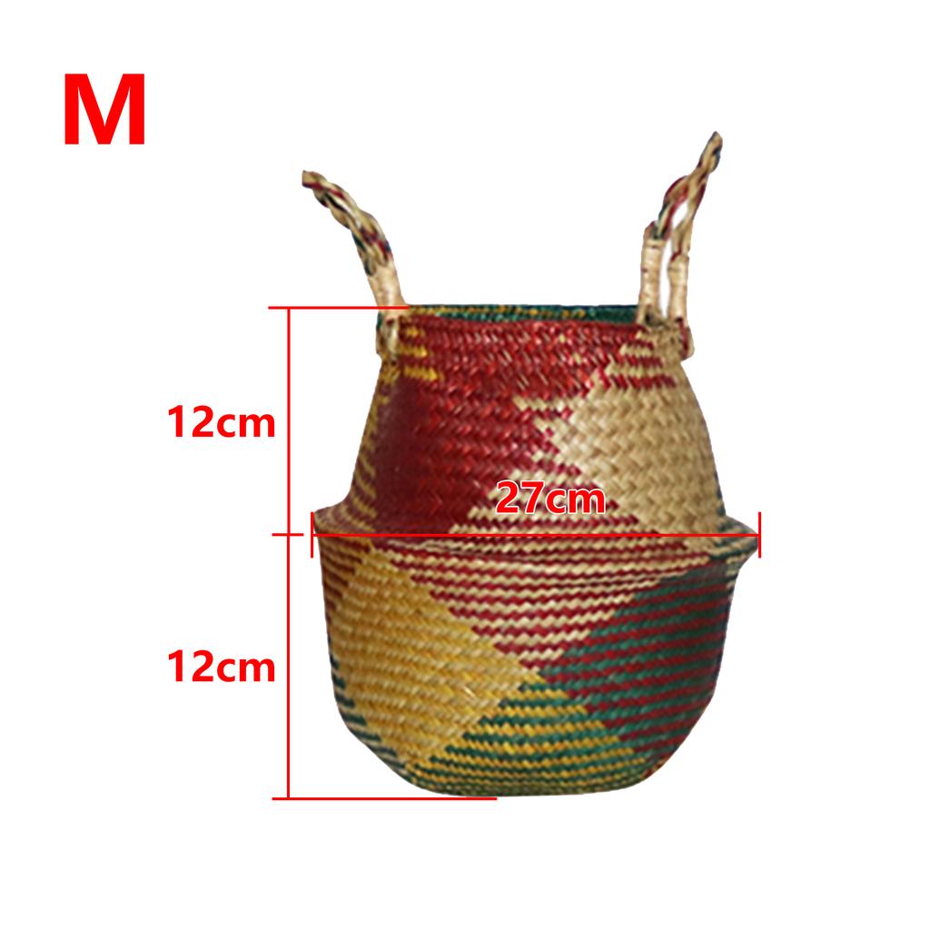 Seaweed Woven Flower Basket Woven Belly Basket Woven Basket Storage Basin Belly Basket Storage Flower Pot Basket