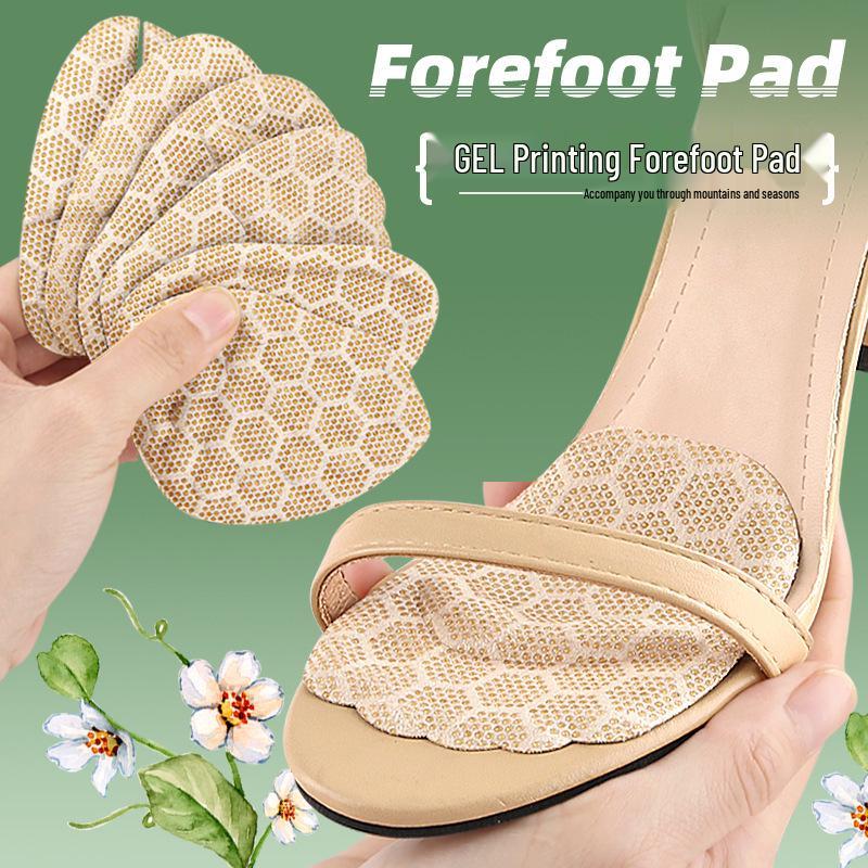 Self-Adhesive Invisible Forefoot Pad with Toe Post - Soft, Shock-Absorbing, Anti-Wear, Half-Size Massage Granules