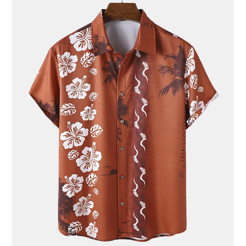 3D Printed Flower Hawaiian Shirts For Men Plants Patterns Button Shirt Summer Short Sleeves Tops Loose Aloha Shirts Streetwear