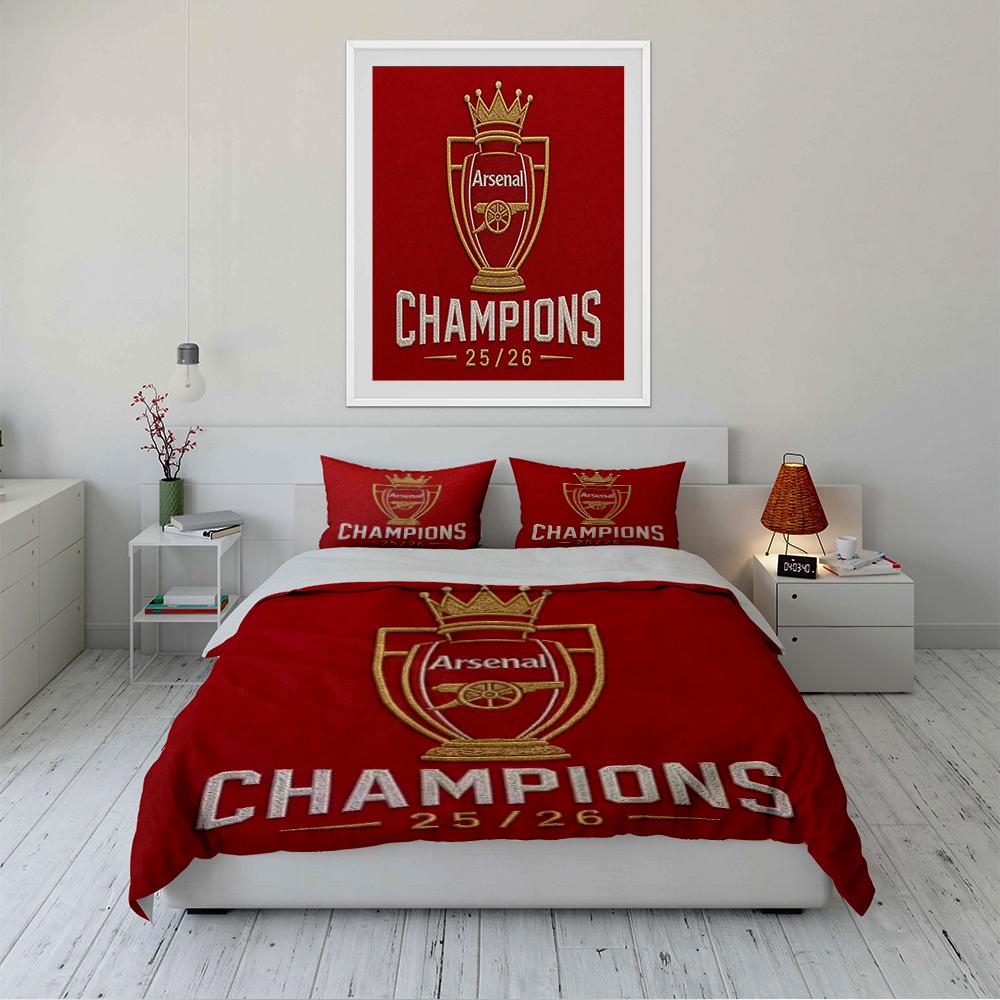 Arsenal Campioni Set Biancheria da Letto Biancheria Copripiumino Set Copripiumino Federe Decorazioni per la Casa (1 * Copripiumino 2 * Federe, senza piumino)