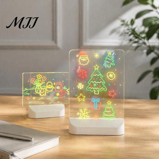 Reusable Acrylic Writing Board LED Drawing for Kids, Rechargeable DIY Light Up Tablet with 7 Color Memo Pens, Neon Glow Note Board, Back to