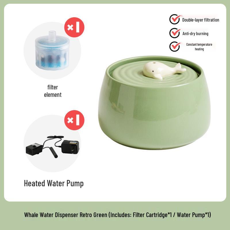 Fuente de Agua Cerámica para Gatos con Filtro de Circulación Automática Silencioso