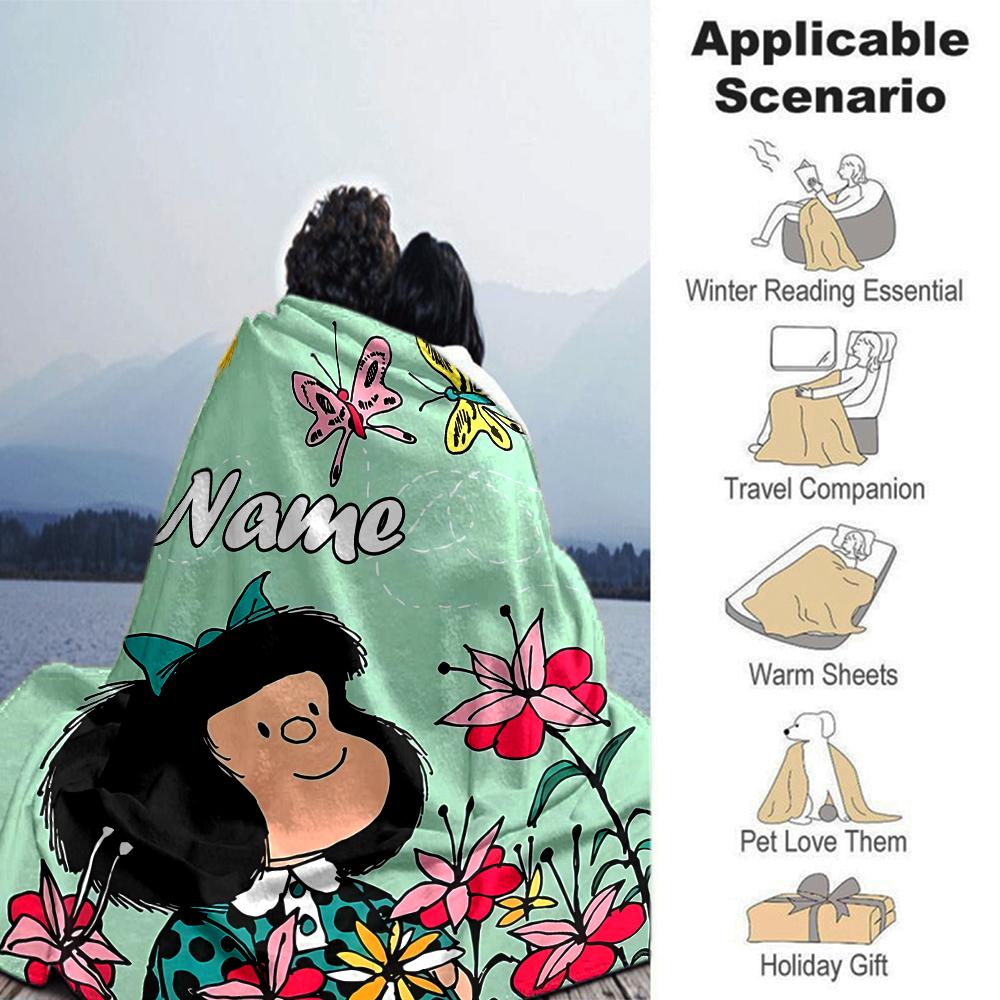Customiz Name Personality Mafalda Blanket Soft &Warm Sofa Office Bed Travel Lunch Break Blanket, Gift Suitable All Seasons