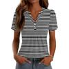 Damen Oberteile Festlich Lässig V-Ausschnitt Kurzarm Hemden Plissierte Blusen Knopfleiste Tunika