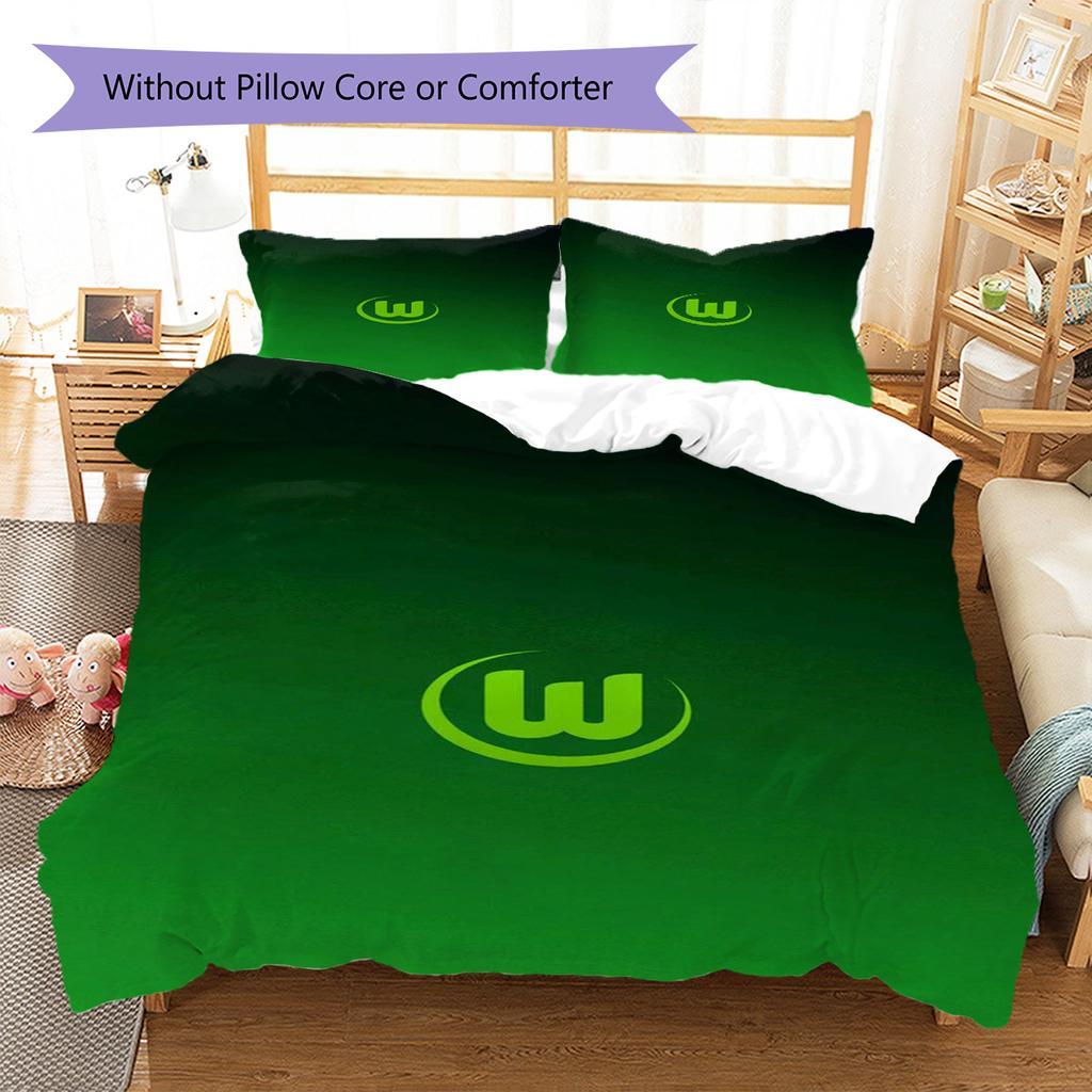 VfL Wolfsburg Pattern Bedding Set Quilt Cover Pillowcase Home Decor Gift (1 * duvet cover + 2 * pillowcase, without core)
