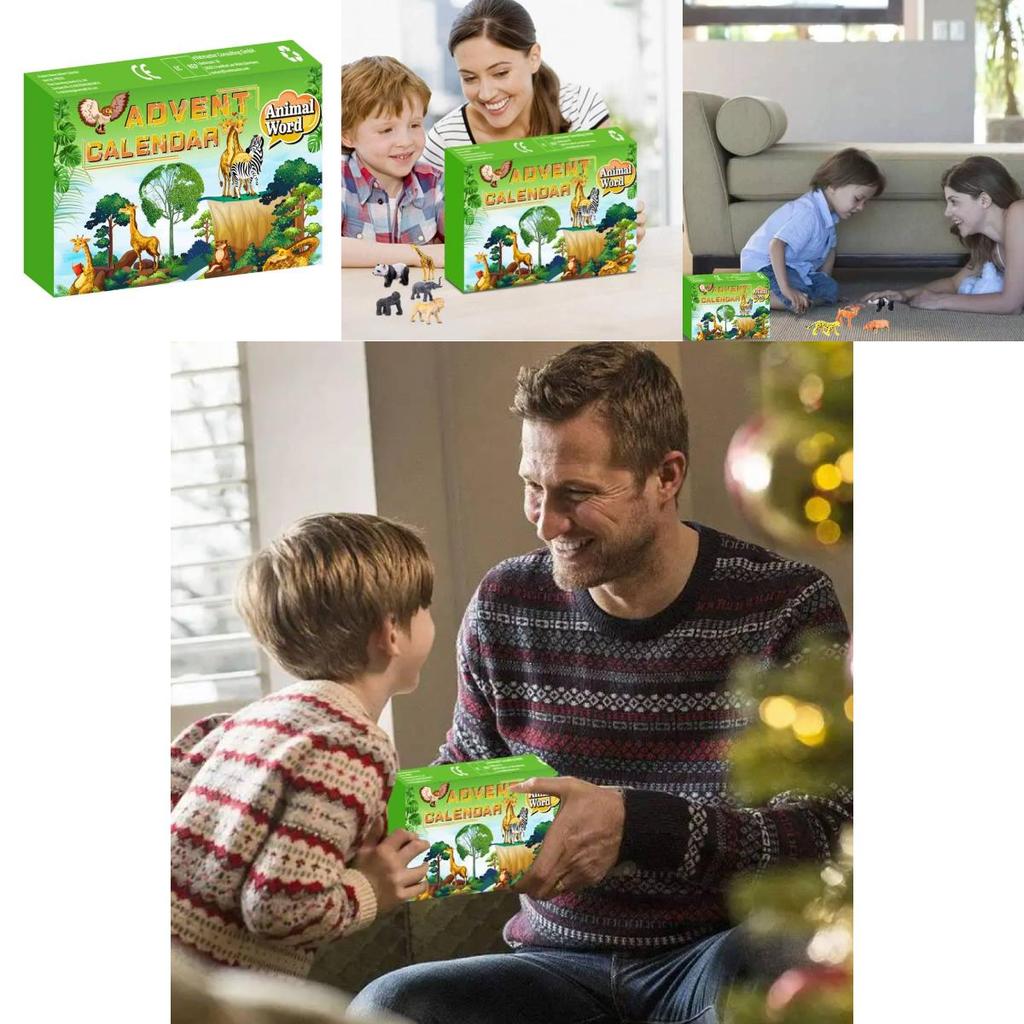 Animal Countdown Calendar Kit With Plastic Toy Figures For Young Adults Holiday Decor