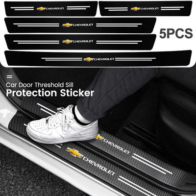 Carbon Fiber Leather Car Door Threshold Protector Stickers Decals Waterproof For Lanos SS Sail Corsa Aveo Matiz Onix