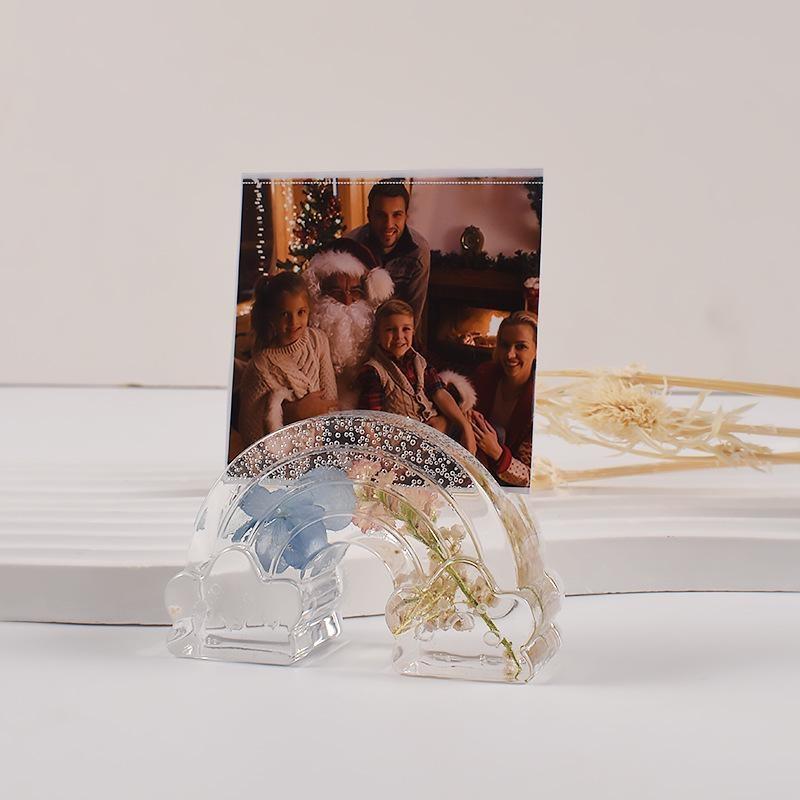 6 Types Silicone Resin Molds for DIY Crafting 1pcs Half Circle Flower Cloud Rainbow Hexagon Shaped Business Card Holder Mold Gifts