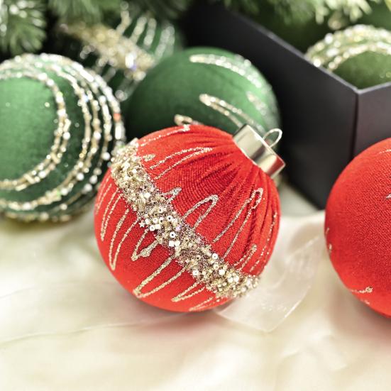 12Pcs Velvet Christmas Ball Ornaments Flocked Xmas Balls Shatterproof Plastic Balls Hanging Ornament for Xmas Wedding Party