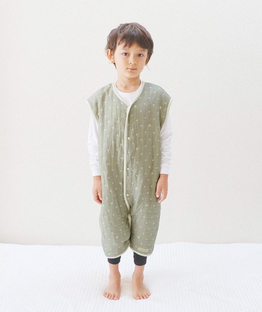Angerolux Summer Made In Moss Sizes Year-Round Kids' Sleeper, Japan, 2-Way, 6-Layer Gauze, Gray, 110-120cm