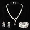European and American Light Luxury High-grade Flash Pearls Multi-layer Stacked Necklaces Retro-level Full Diamond Neck Chain Earrings Bridal Set