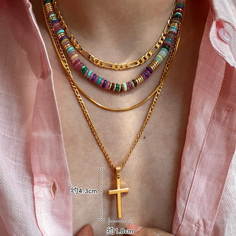 Minar Bohemia Candy Color Natural Stone Beads Beaded Necklace for Women Real Gold Plated Brass Strand Chokers